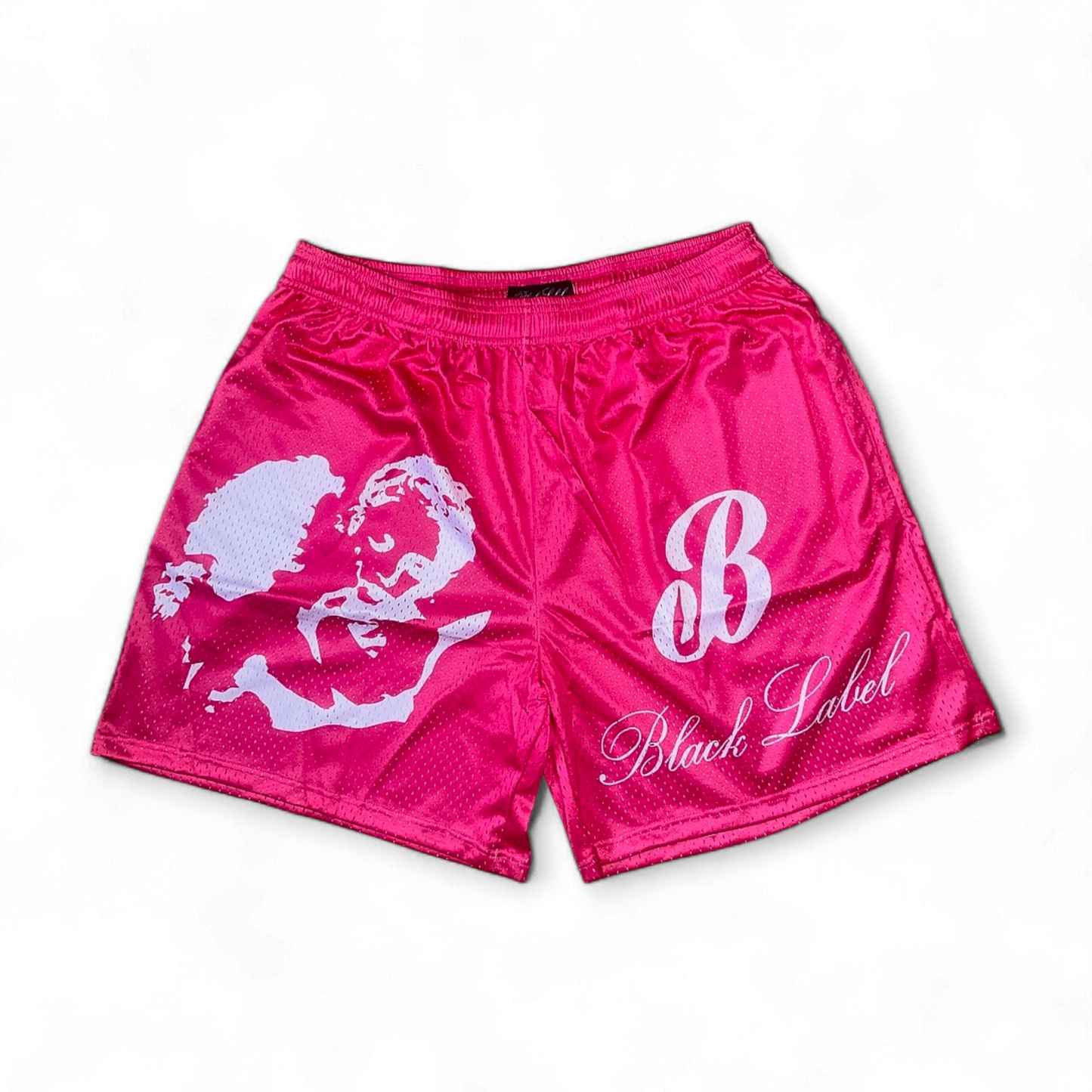 PINK AND WHITE LOGO SHORTS
